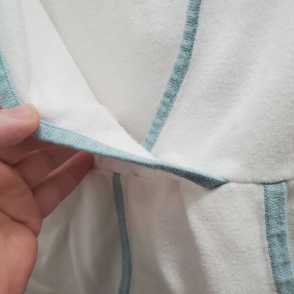 Athleta Women's White Aqua Boho Embroidered Hooded Long Sleeve‎ Surplus Tunic M - Picture 5 of 7